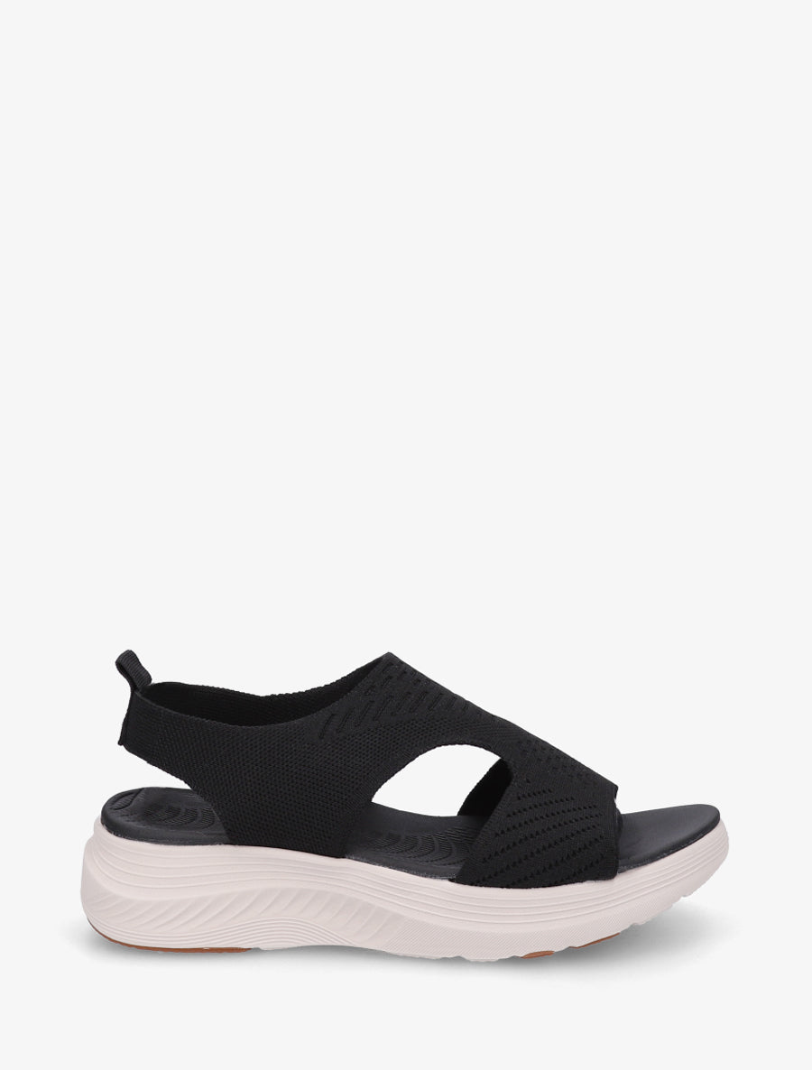 Sandales élastiquées en tissu - Noir - 1