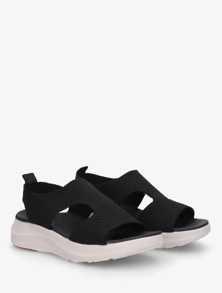Sandales élastiquées en tissu - Noir - 4