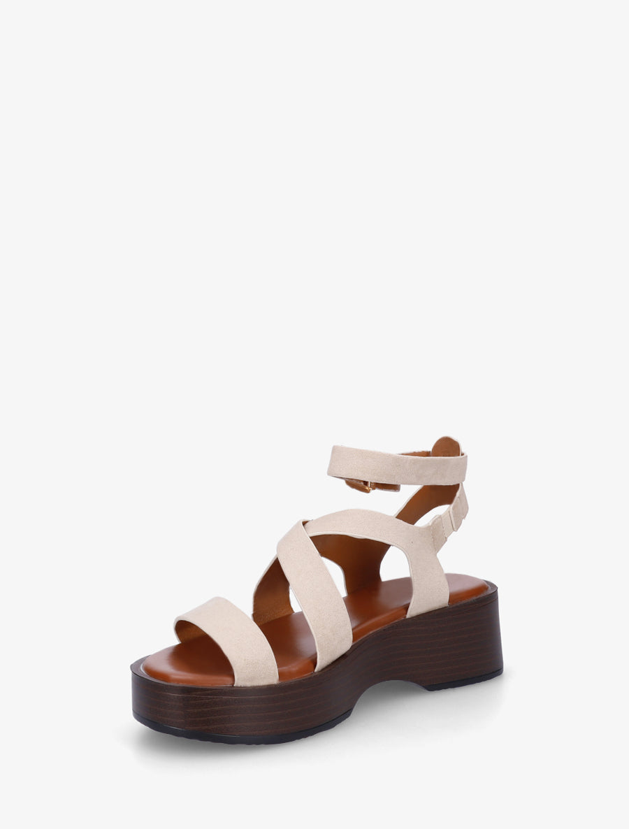Sandales à semelle effet bois - Beige - 3