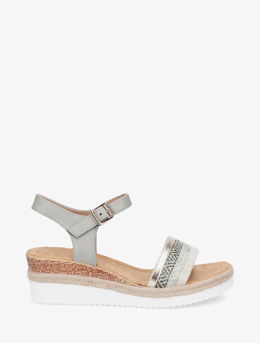 Sandales compensées à bride dépareillées - Kaki - 1