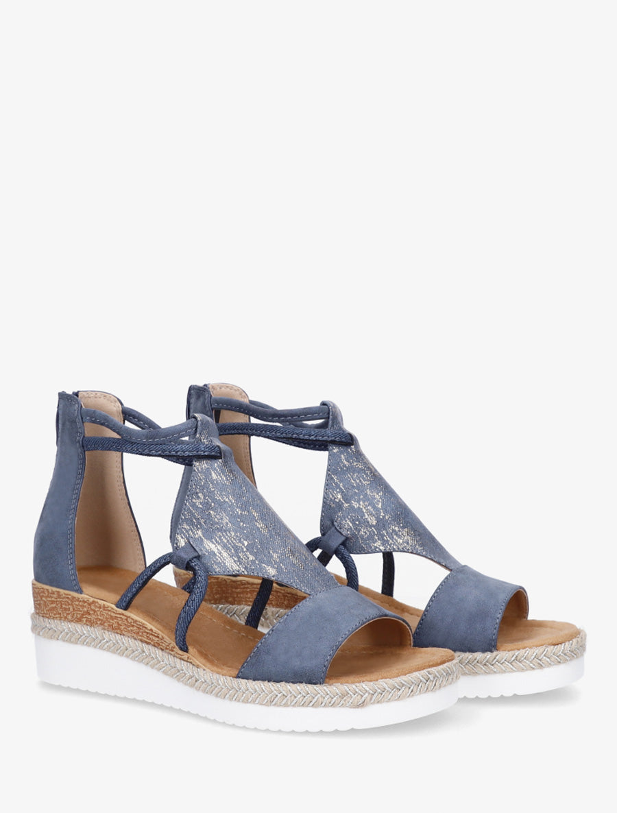 Sandales irisées à talon compensé - Bleu - 4