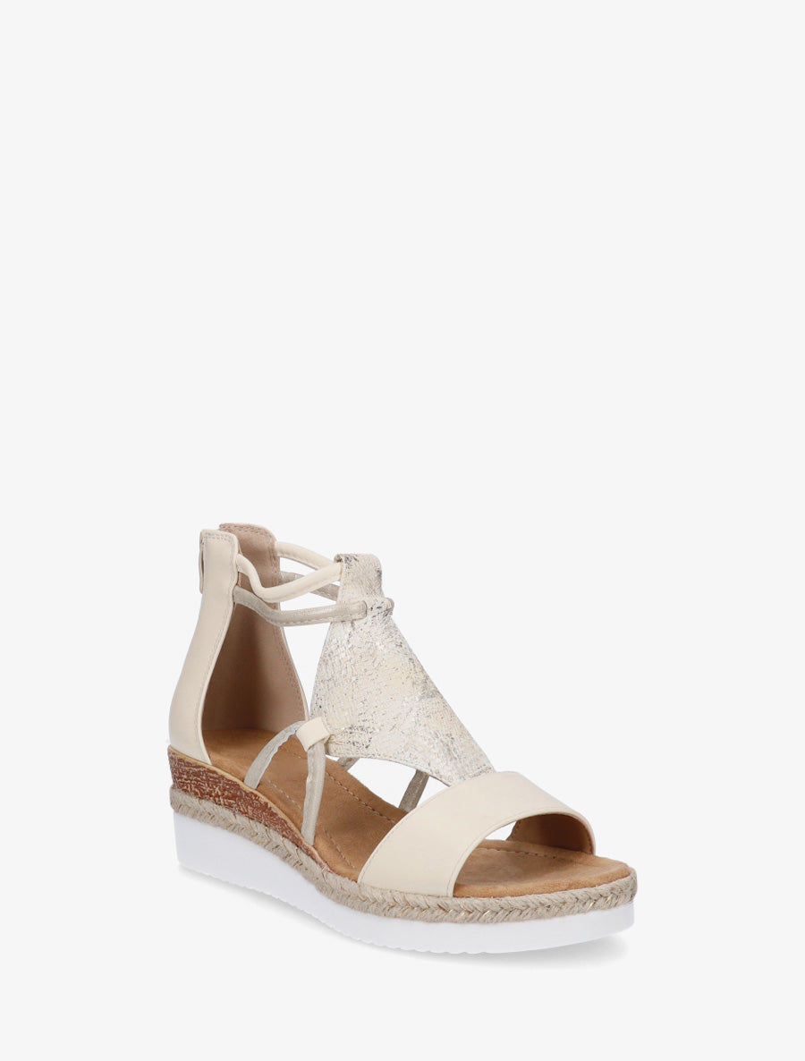 Sandales irisées à talon compensé - Beige - 2