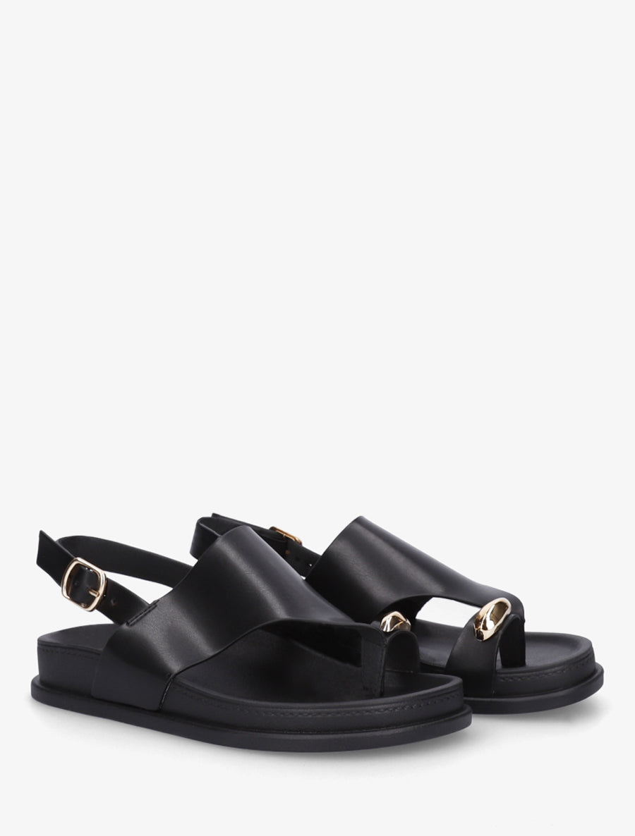 Nu-pieds en simili à empiècement métal - Noir - 4