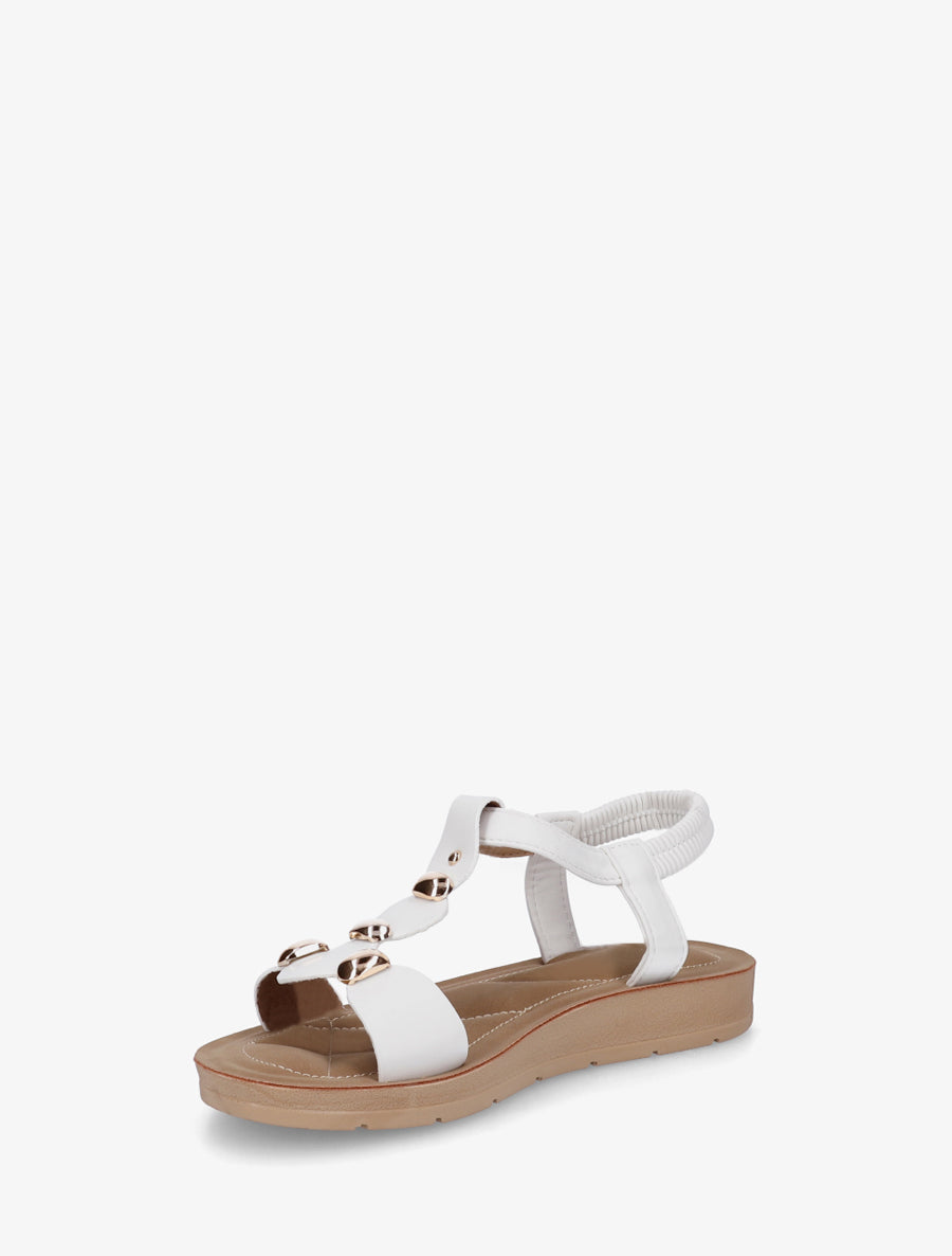 Nu-pieds en simili à tour de cheville élastiquée - Blanc - 3