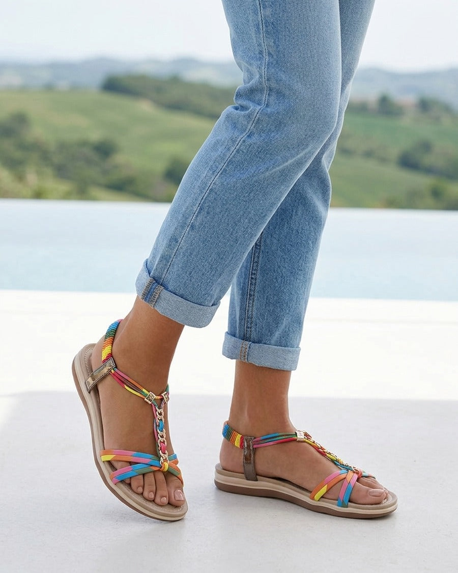Nu-pieds à empiècement bijoux - Rose