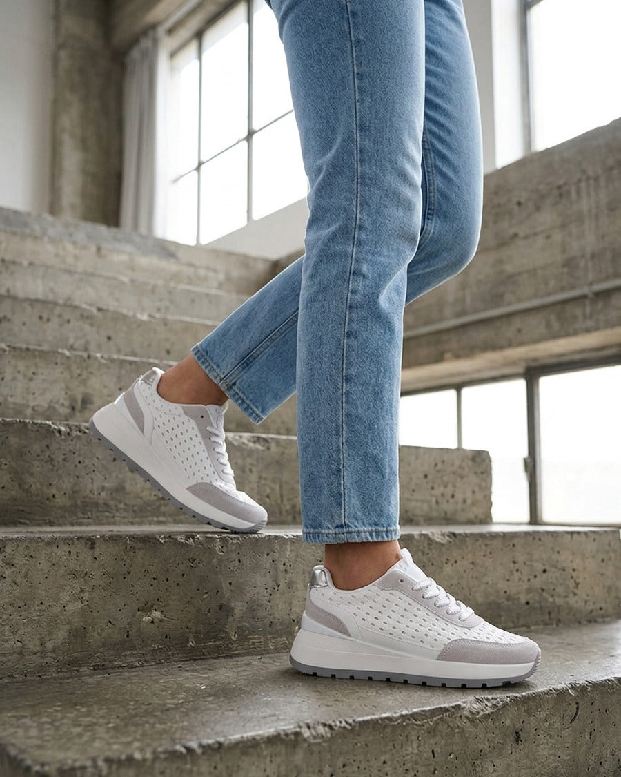Baskets en simili effet tressé - Blanc