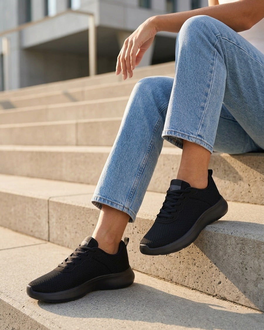Sneakers unies en mesh - Noir