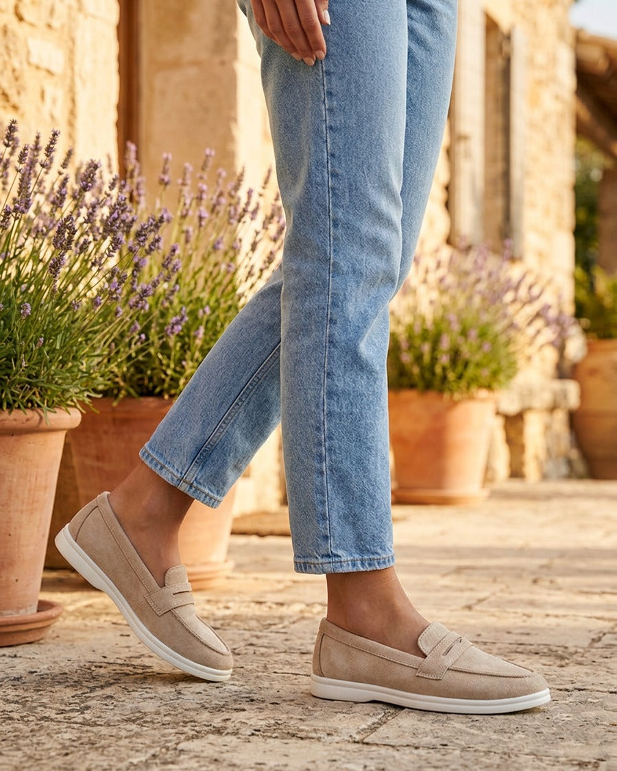 Mocassins unis en suédine - Beige