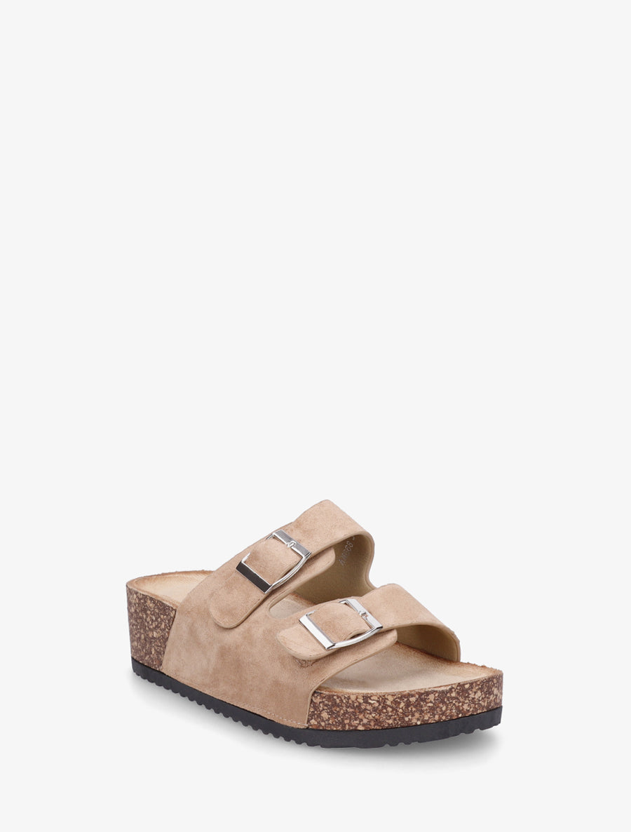 Claquettes en suédine à semelle effet liège - Taupe - 2