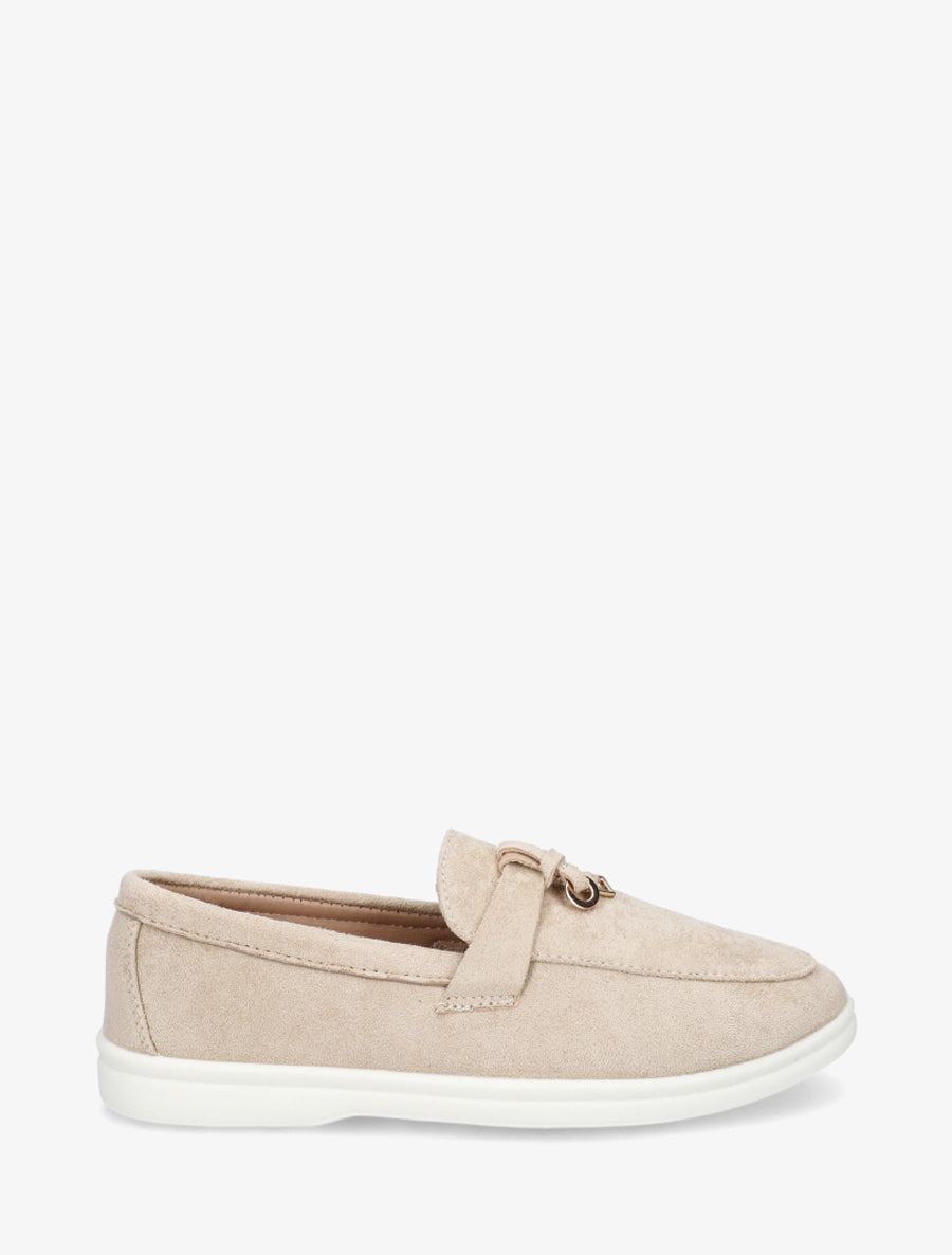 Mocassins en suédine à semelle plate - Beige - 1