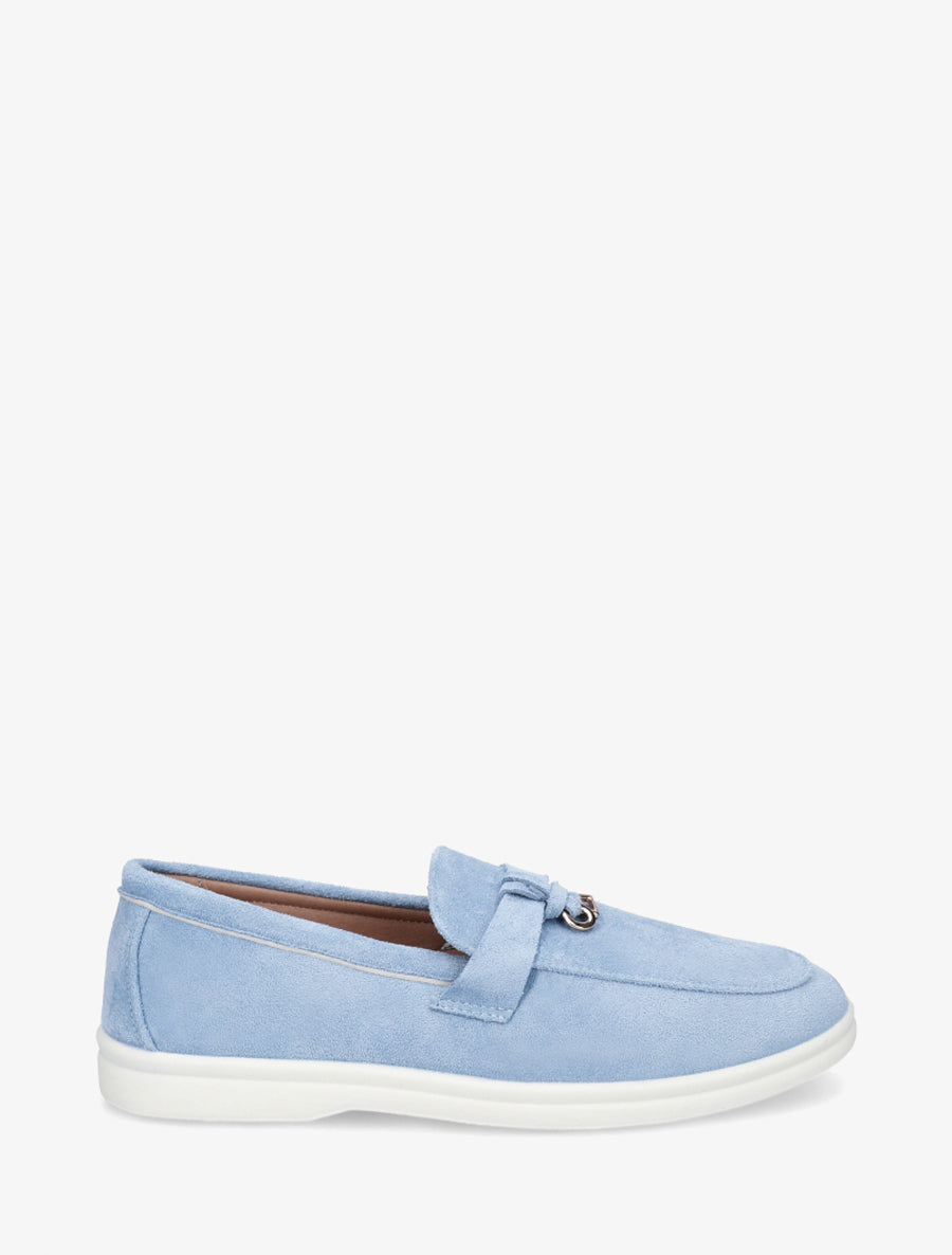 Mocassins en suédine à semelle plate - Bleu ciel - 1