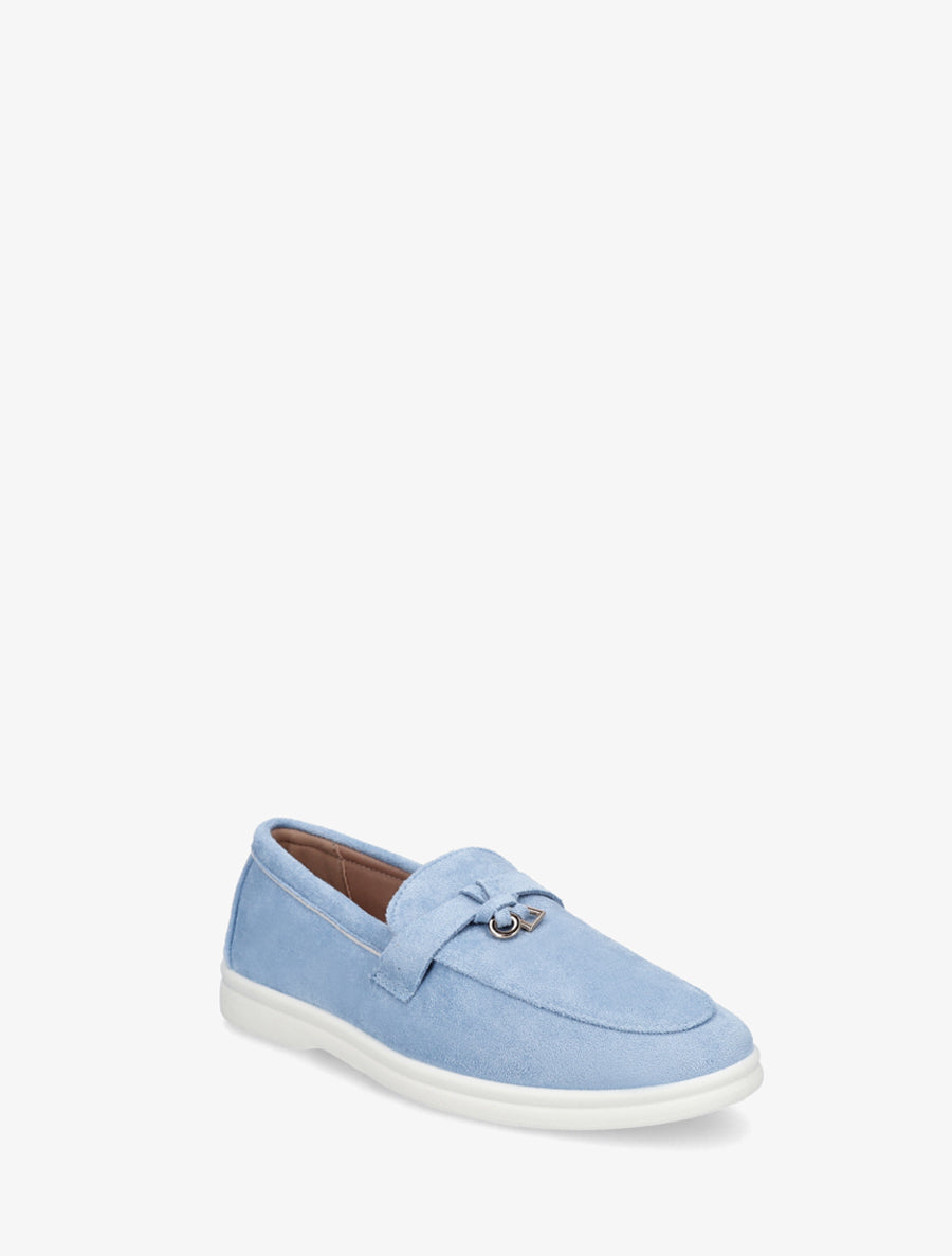 Mocassins en suédine à semelle plate - Bleu ciel - 2