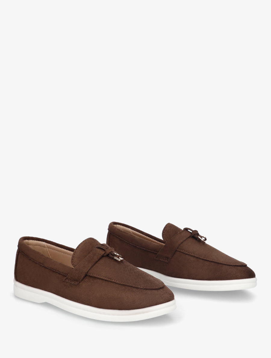 Mocassins en suédine à semelle plate - Marron - 4