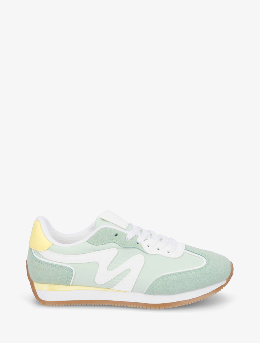 Sneakers à empiècement nubuck - Vert d&