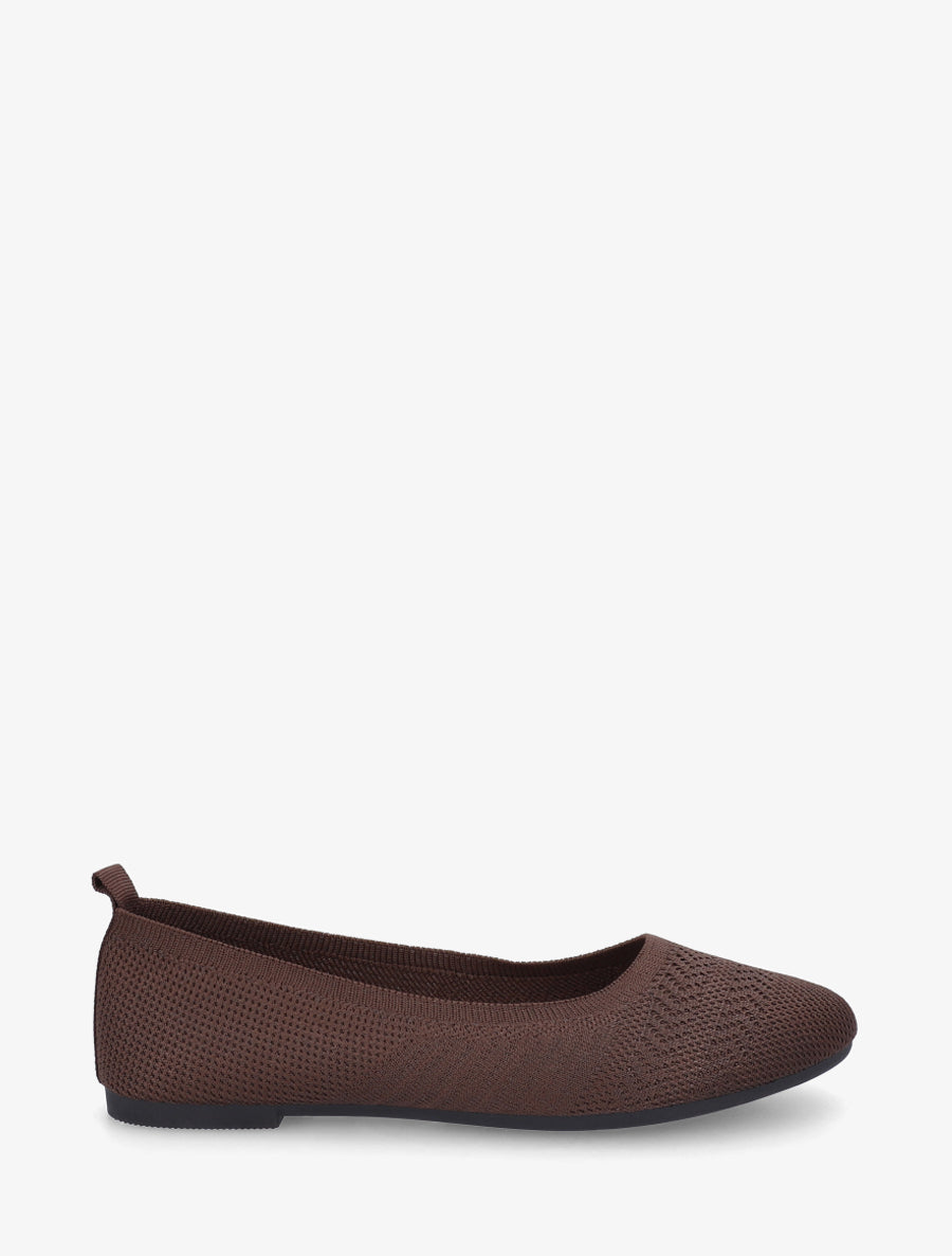 Ballerines basiques en tissu - Marron - 1