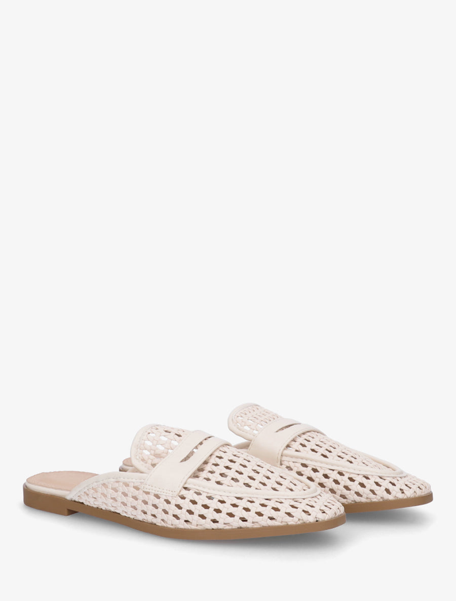 Mules style mocassin effet tressé - Beige - 4