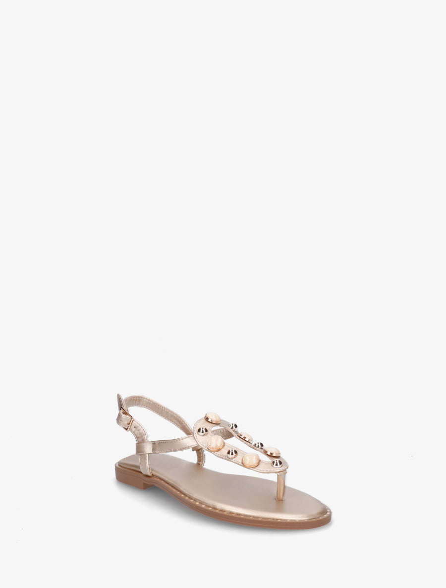 Nu-pieds à clous et bijoux marbrés - Or - 2