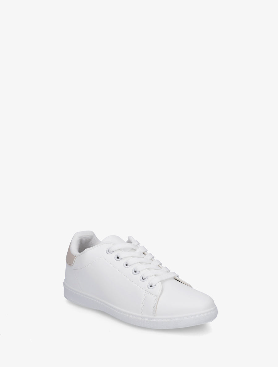 Sneakers basiques en simili - Beige - 2