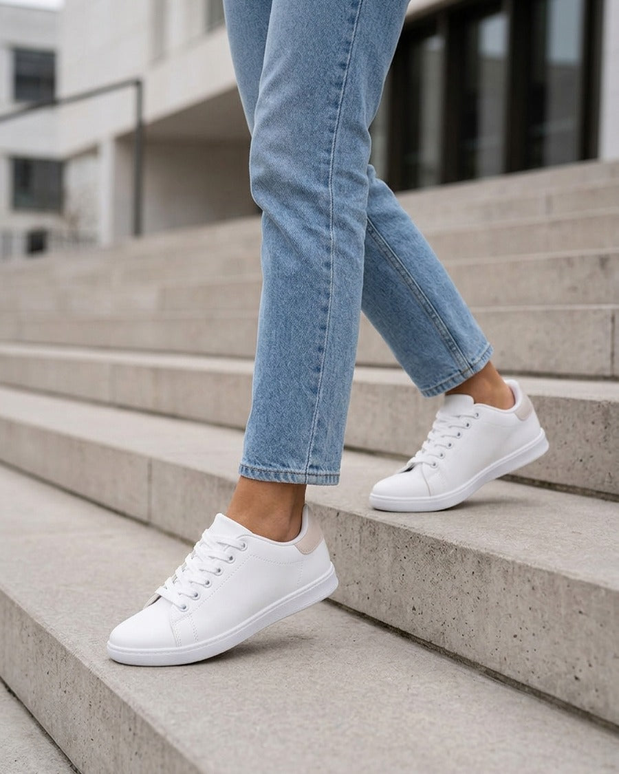 Sneakers basiques en simili - Beige