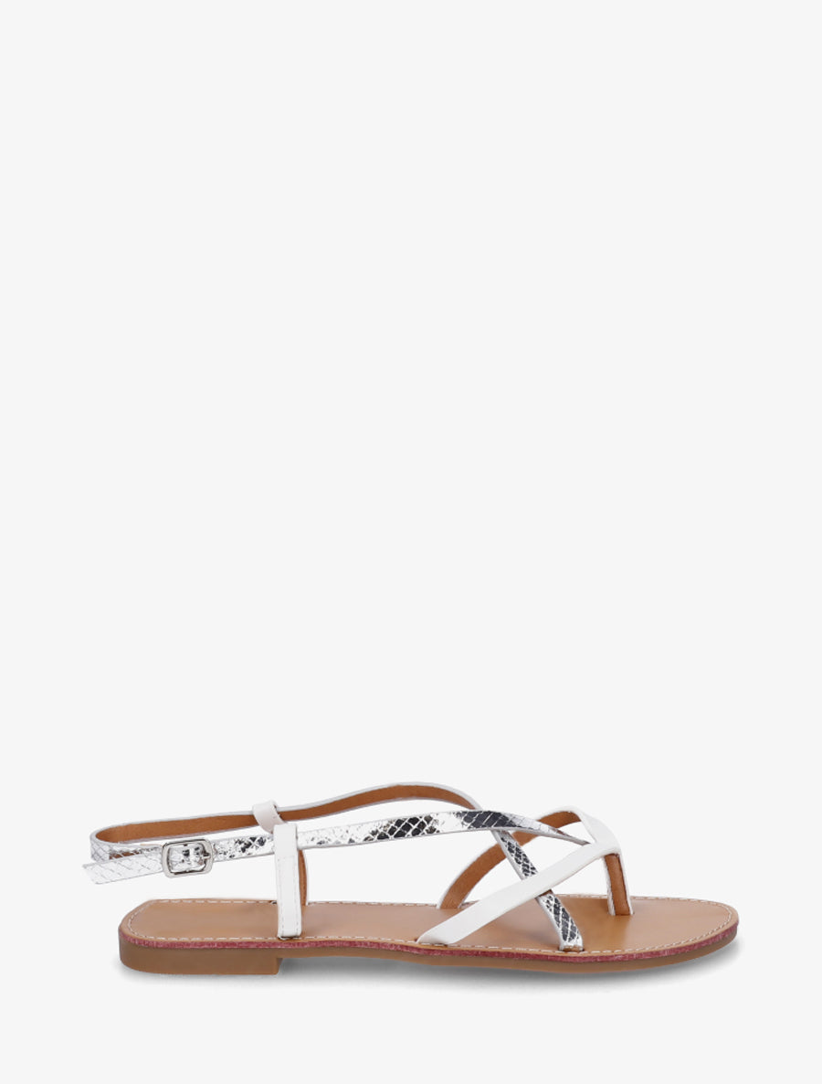 Nu-pieds effet python à brides croisées - Argent - 1