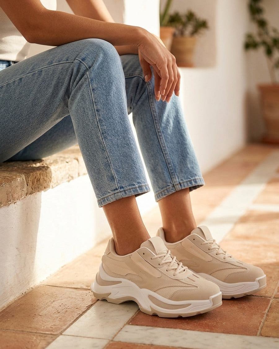 Baskets à semelle chunky - Beige