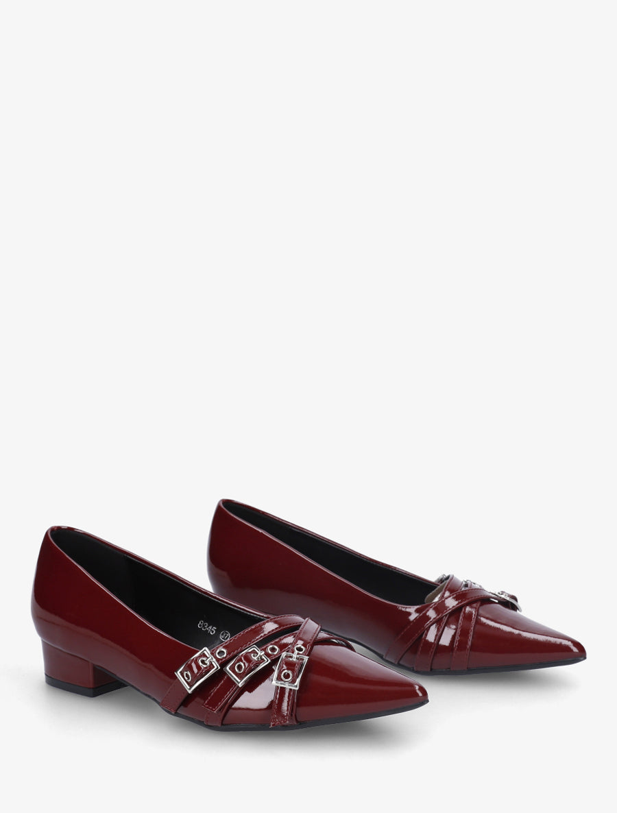 Ballerines vernies à bouts pointus - Bordeaux - 4