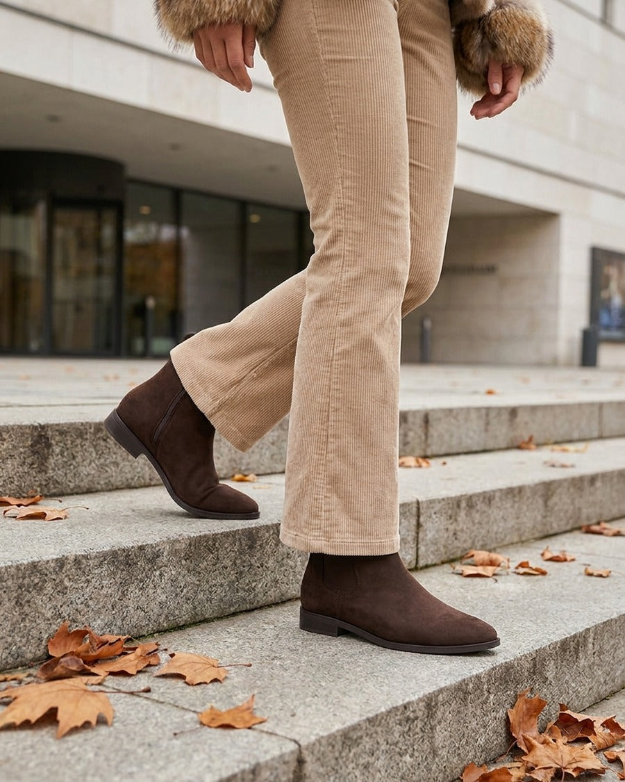 Bottines en suédine à bouts pointus - Marron