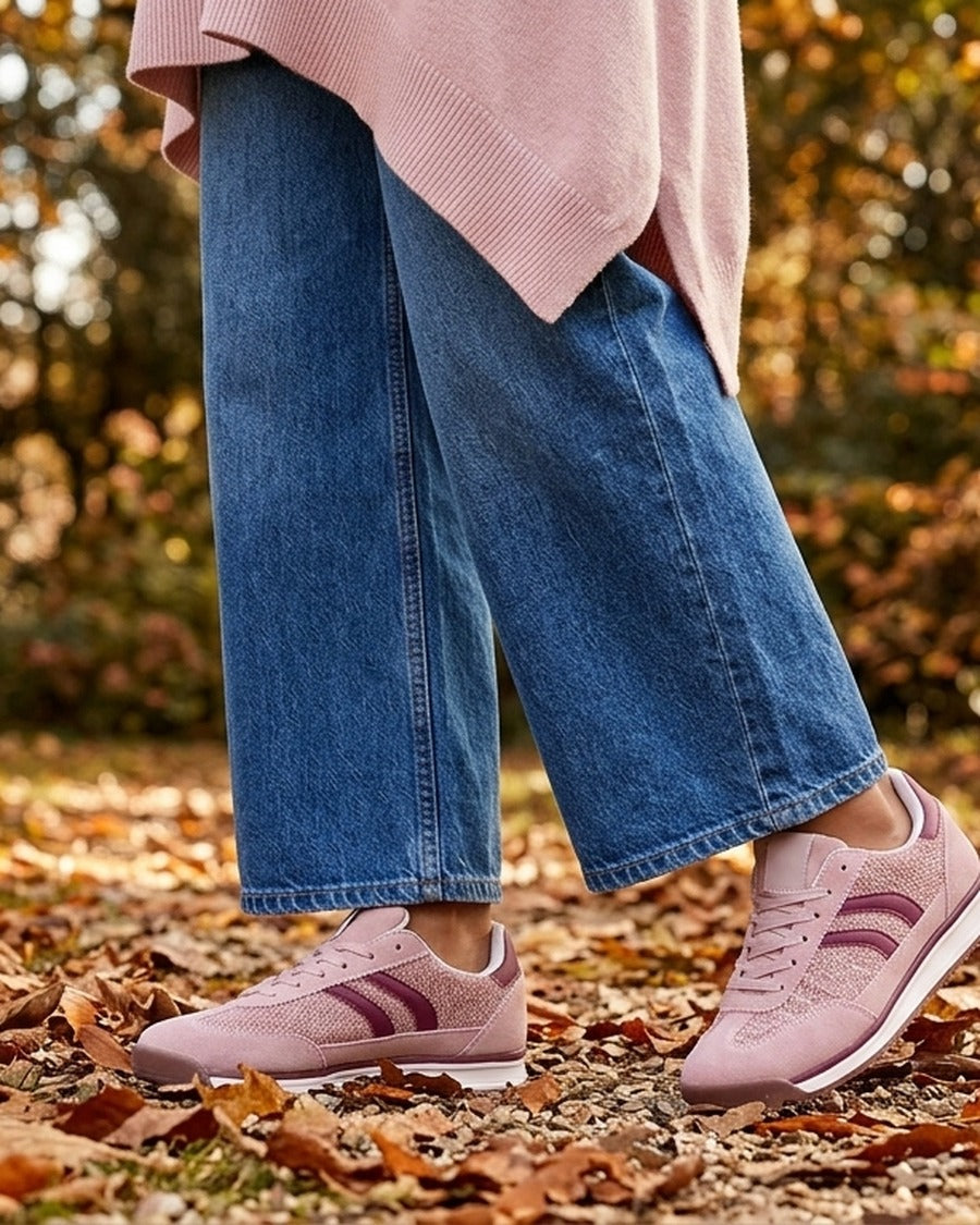 Sneakers en tissu effet tweed - Rose