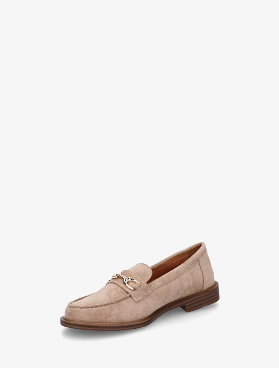 Mocassins en suédine à bijou fantaisie en métal - Taupe - 3