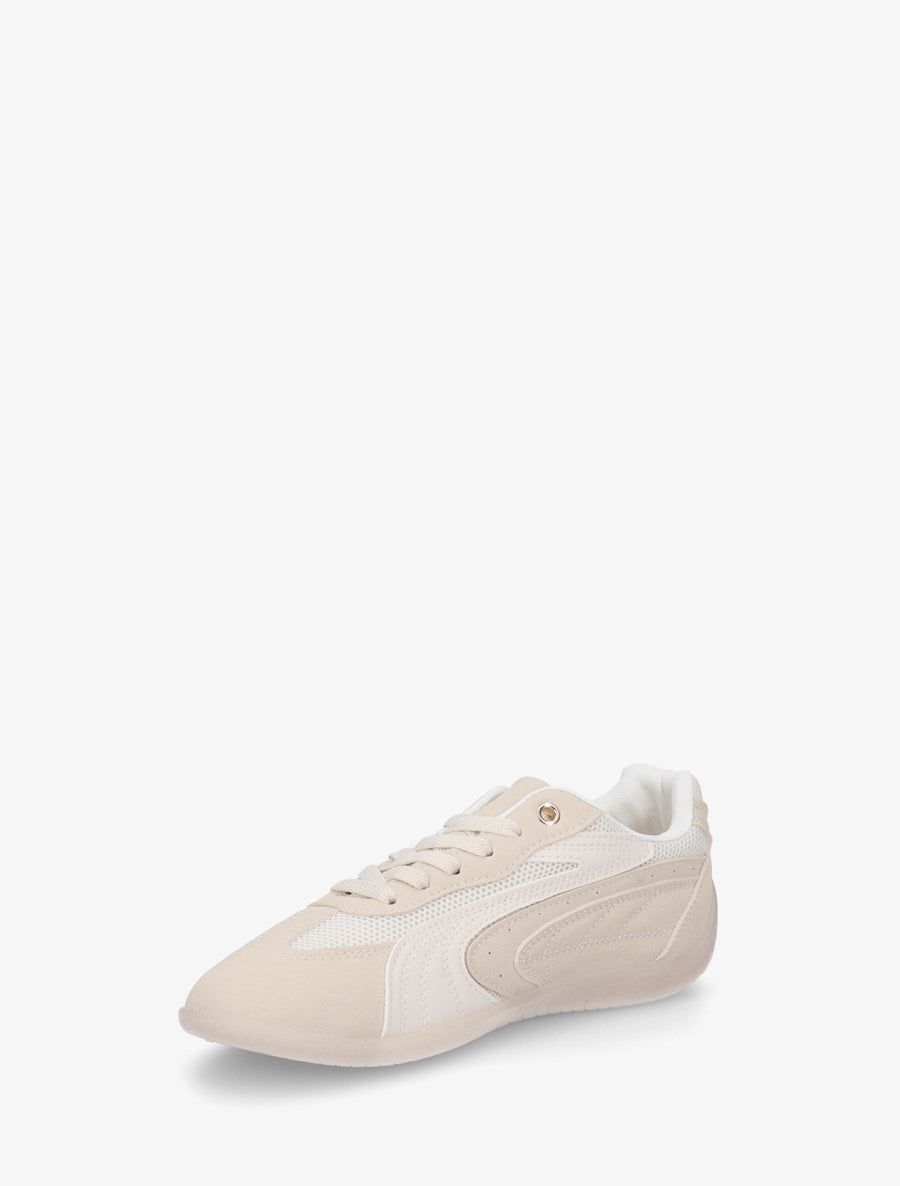Sneakers à empiècement effet nubuck et mesh - Taupe - 3