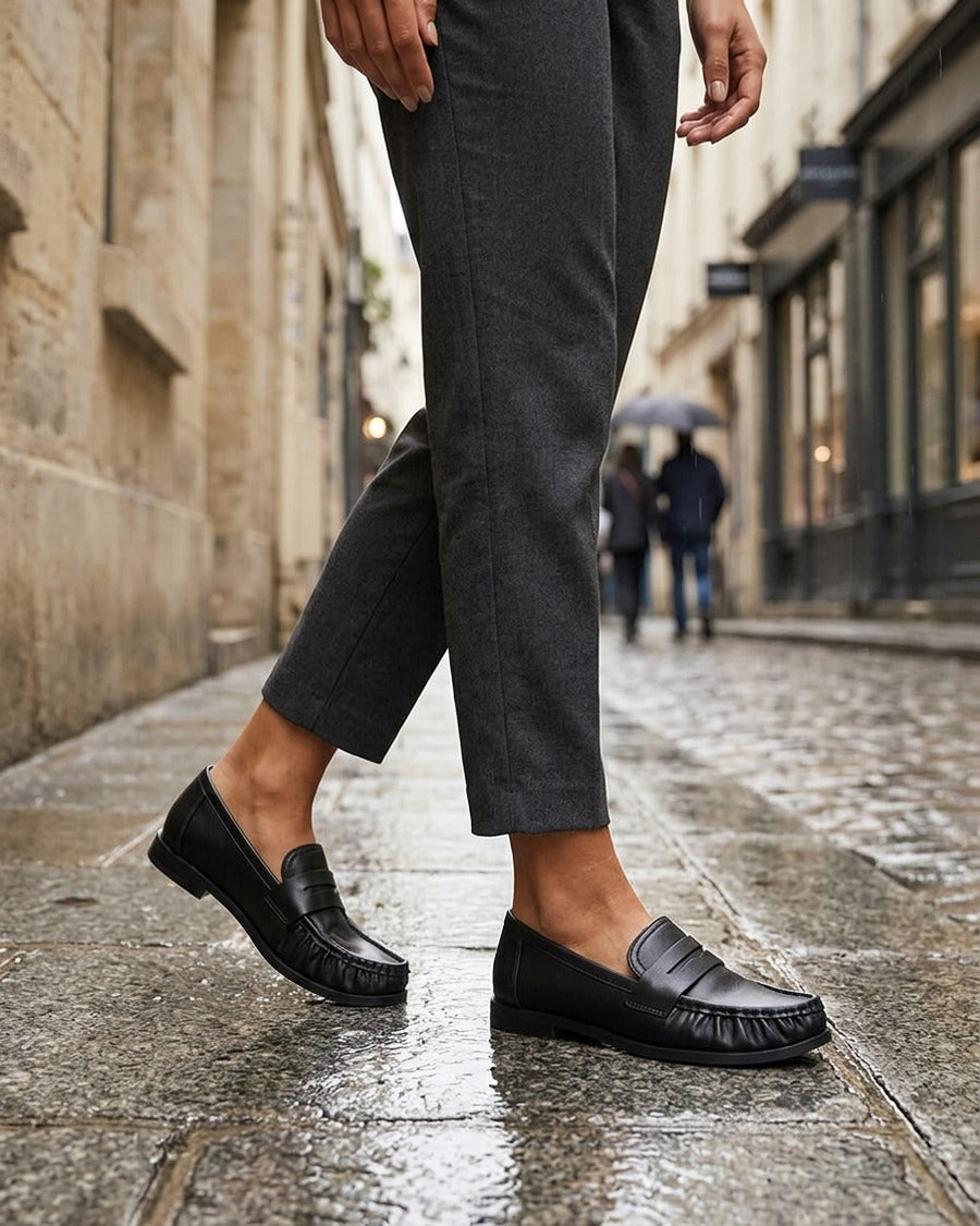 Mocassins unis en simili - Noir