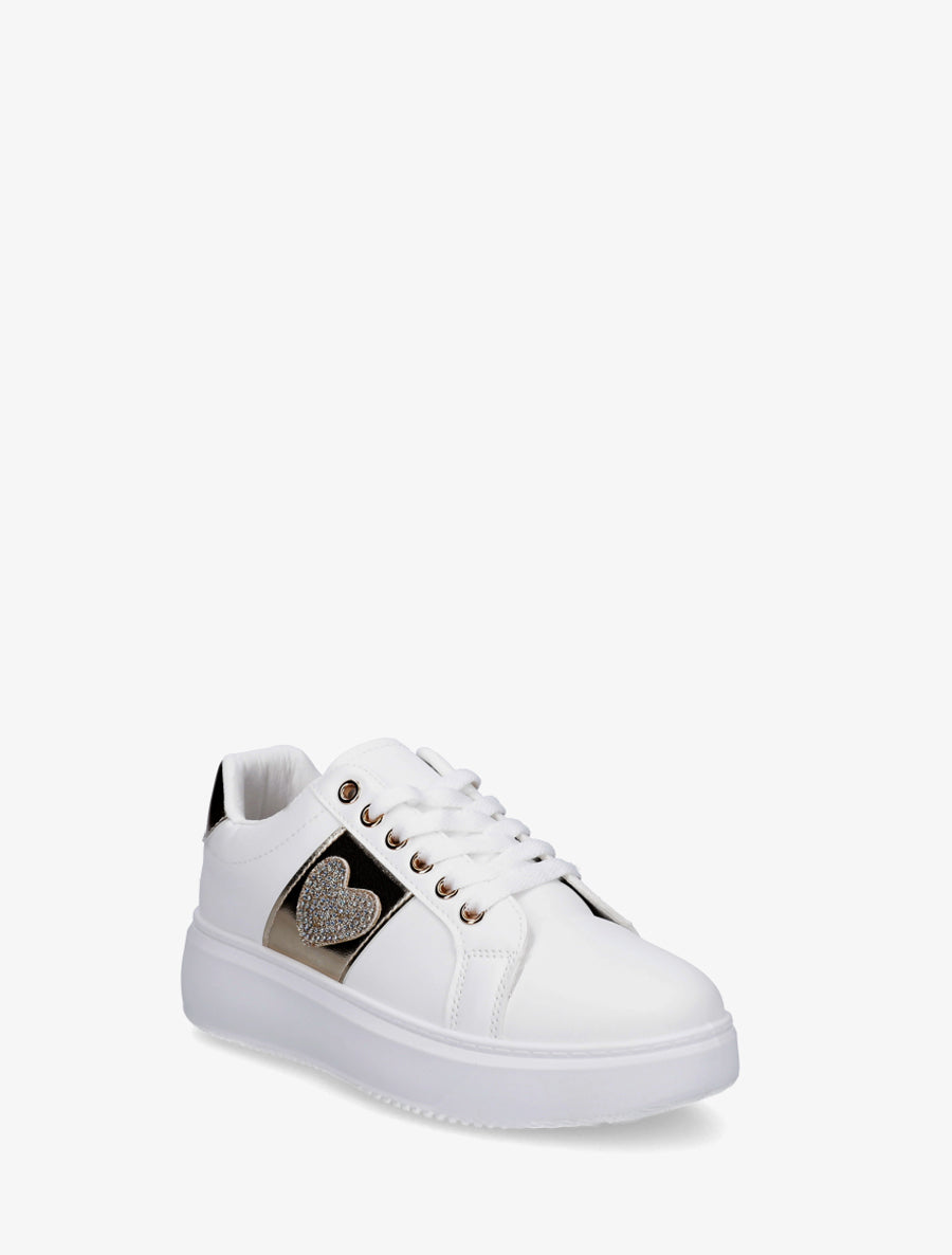 Sneakers à empiècement coeur strassé - Or - 2