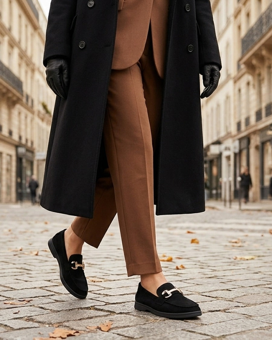 Mocassins unis en suédine - Noir