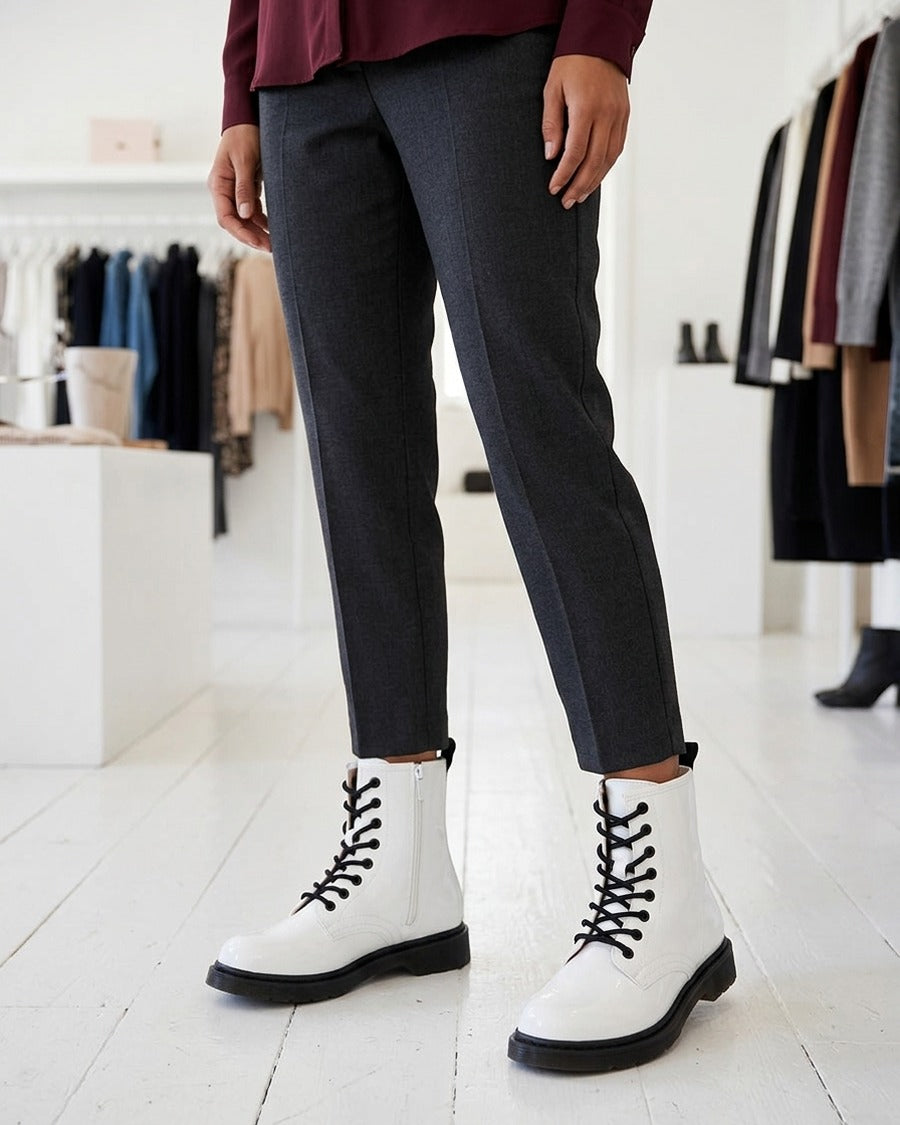 Bottines vernies à lacets - Blanc