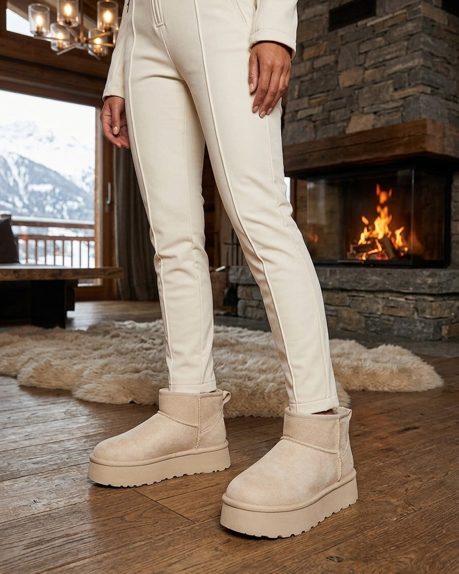 Bottines fourrées en suédine - Beige