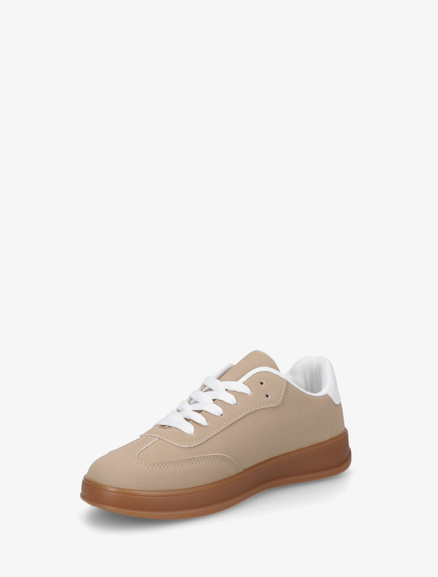 Sneakers unies à semelle caoutchouc - Taupe - 3