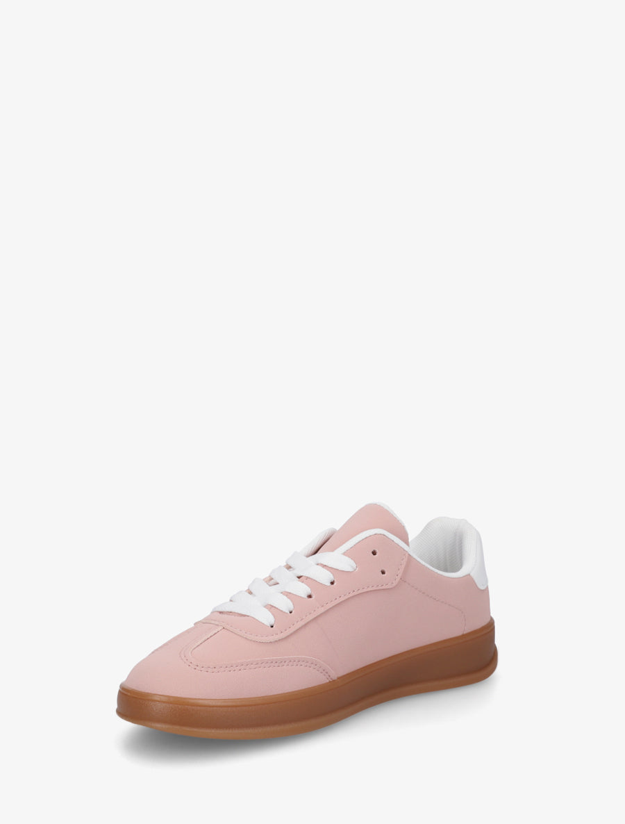 Sneakers unies à semelle caoutchouc - Rose - 3