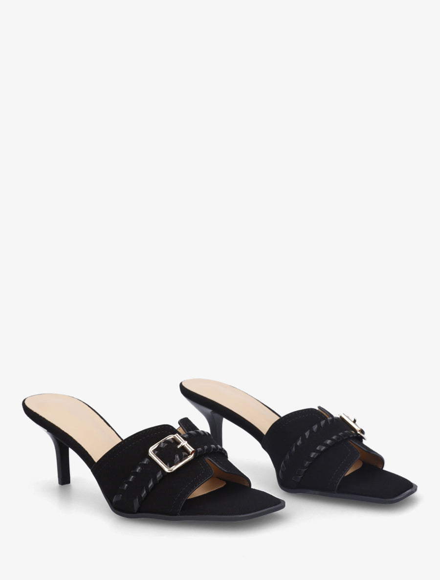 Mules en suédine à boucle - Noir - 4