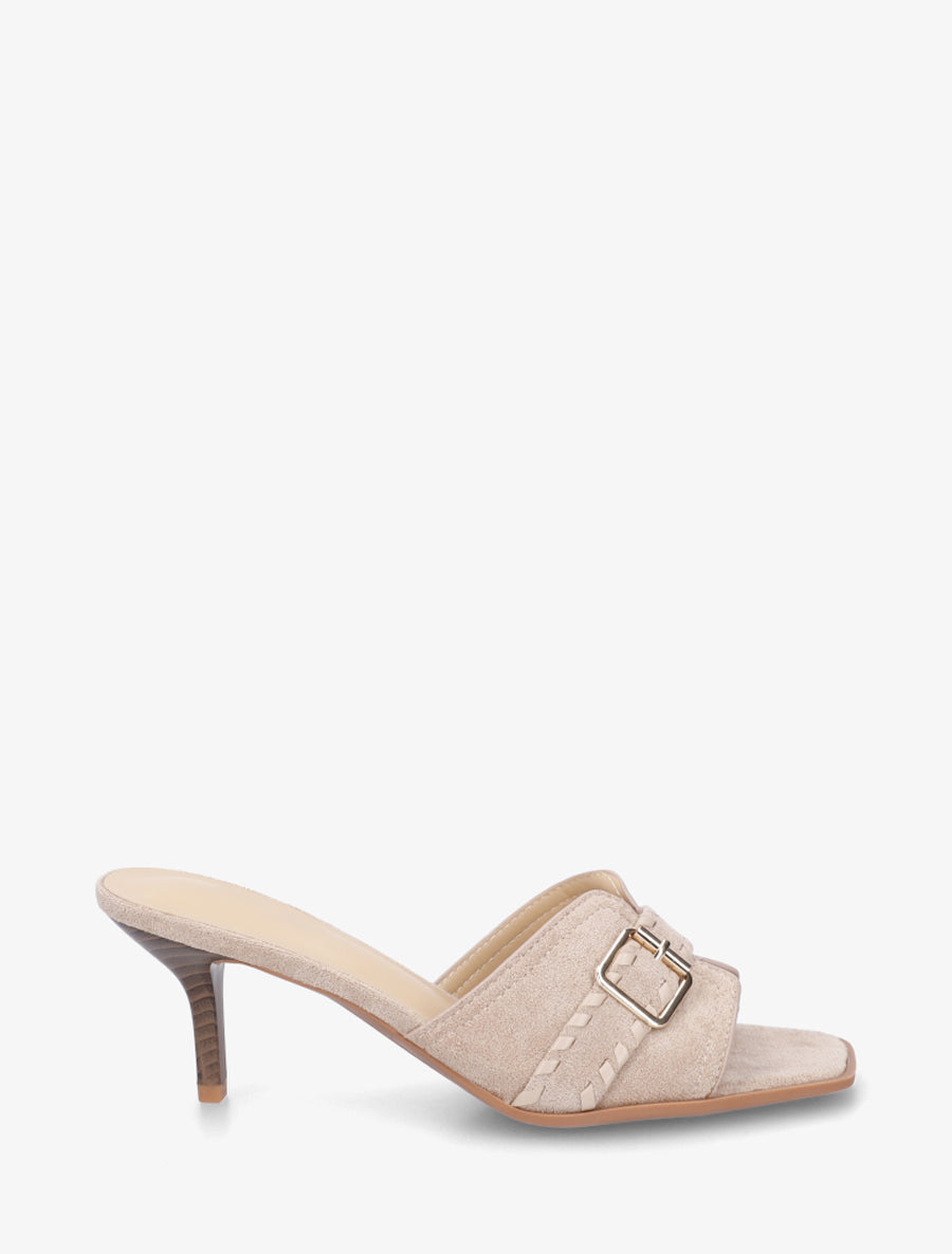 Mules en suédine à boucle - Beige - 1