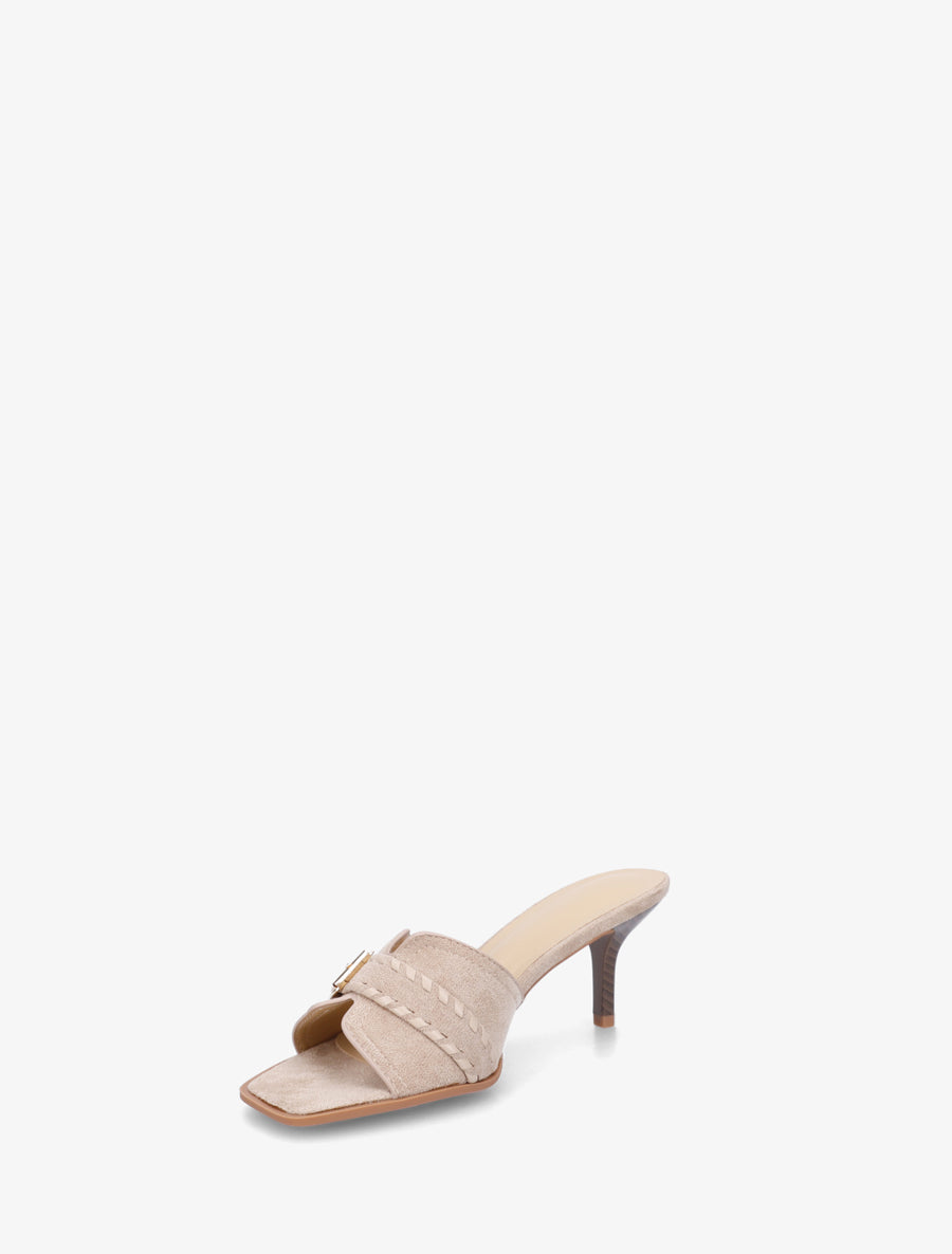 Mules en suédine à boucle - Beige - 3