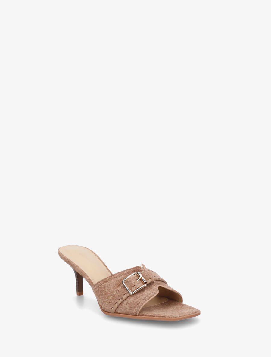 Mules en suédine à boucle - Taupe - 2