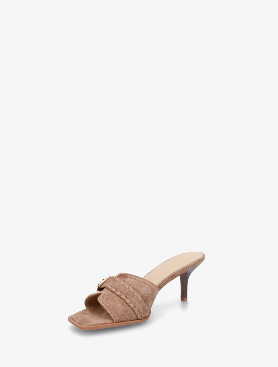 Mules en suédine à boucle - Taupe - 3