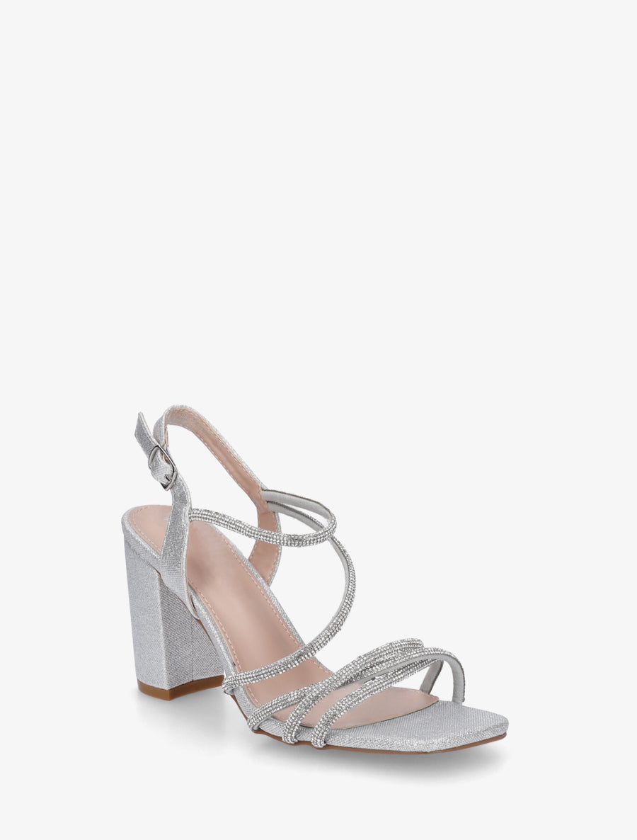 Sandales multibrides à strass - Argent - 2