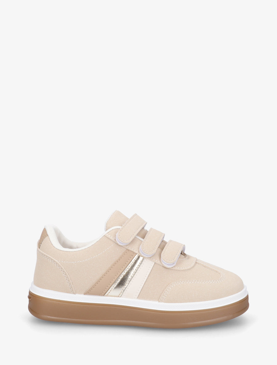 Sneakers à scratch et semelle caoutchouc - Taupe - 1