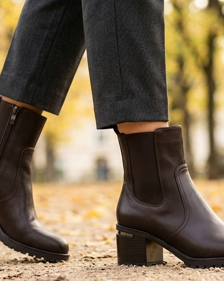 Bottines à cheville élastiquée - Marron