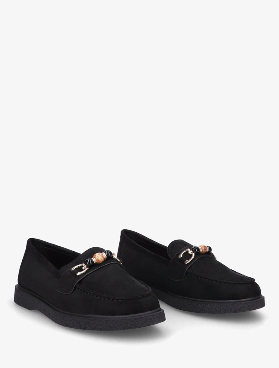 Mocassins suédine à perles - Noir - 4