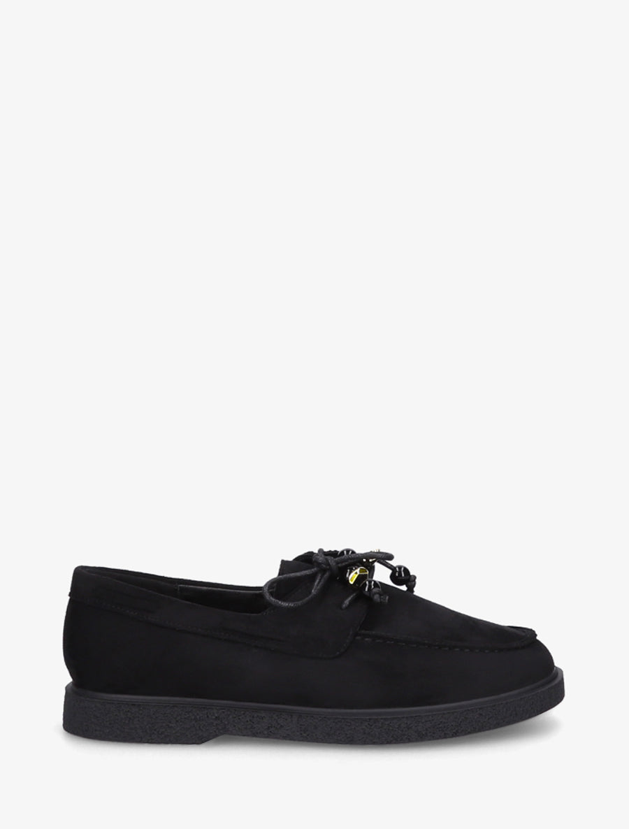 Mocassins en suédine style derbies - Noir - 1
