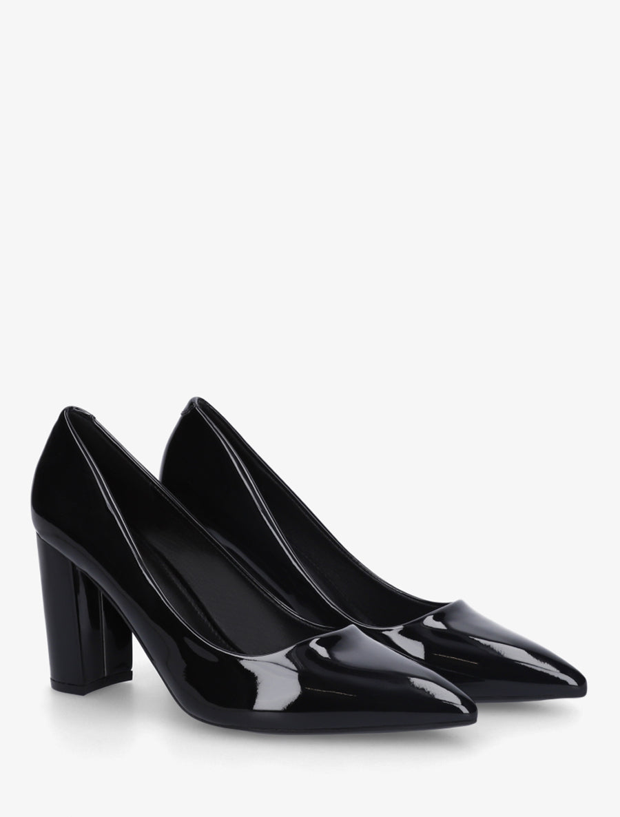 Escarpins vernis en simili à talon haut - Noir - 4
