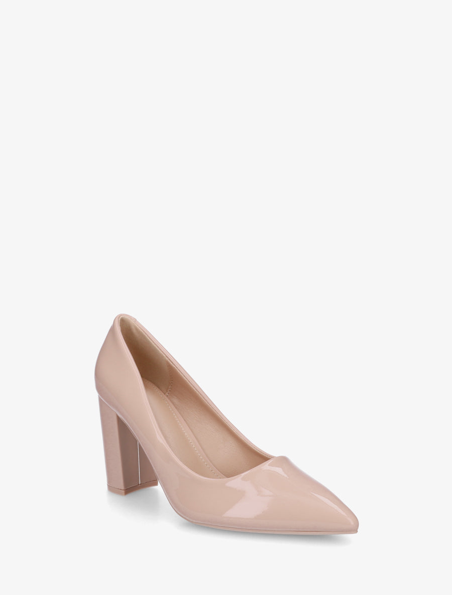 Escarpins vernis en simili à talon haut - Nude - 2