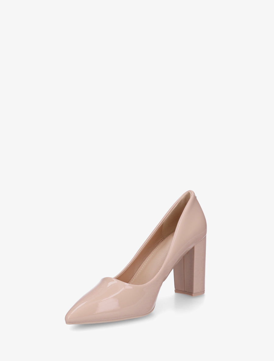 Escarpins vernis en simili à talon haut - Nude - 3